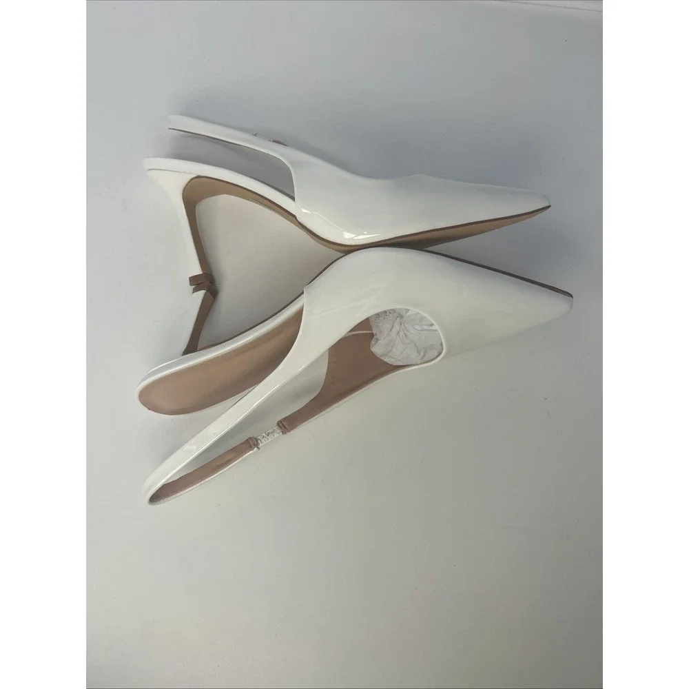 Elisabet Tang Women's Slingback Stiletto Pumps Pointed Closed Toe White Size 10